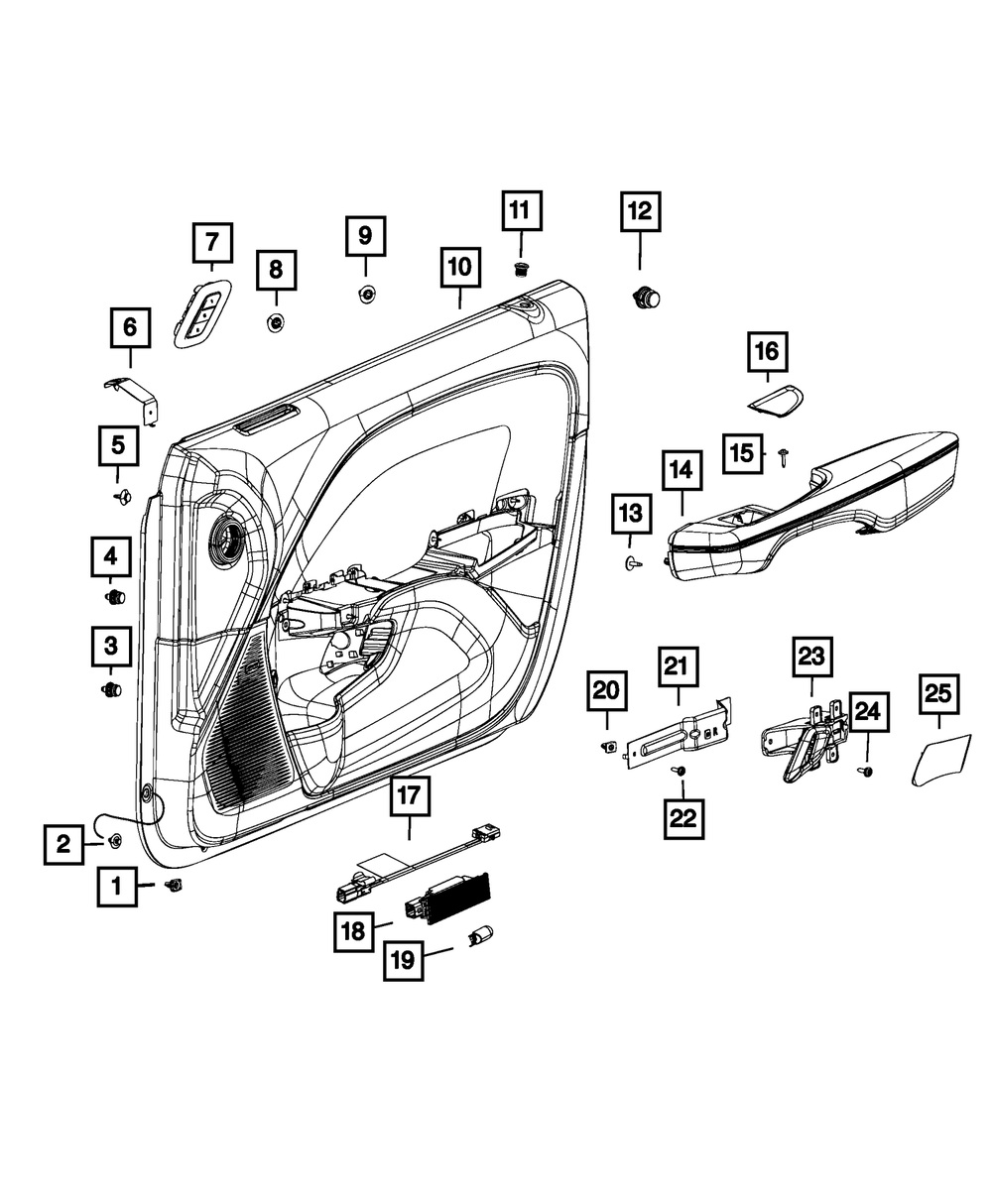 2020-2021 Dodge Challenger Front Door Trim Panel, Right 6TQ621K5AB