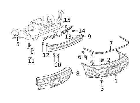 Bumper & Components - Rear for 2001 Pontiac Grand Am #0
