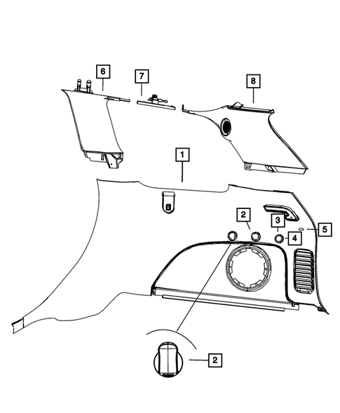Panels-Moldings-Scuff Plates, Pillar, Cowl, 1/4 Panel Trim and Cargo Covers for 2014 Jeep Grand Cherokee #0