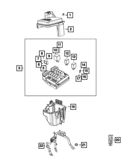 Power Distribution, Fuse Block, Junction Block, Relays and Fuses for 2020 Ram ProMaster 1500 #0