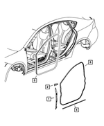 68082788AC - Doors, Door Mirrors and Related Parts: Seal, Right for Dodge: Dart Image