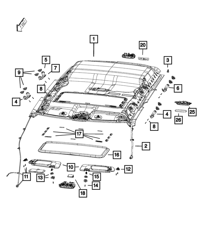 5ST67HDAAA - : Visor, Left, Export for Mopar Image
