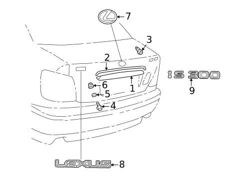 Exterior Trim - Trunk for 2001 Lexus IS300 #0