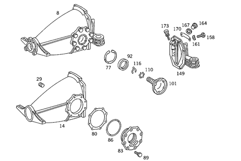 Rear Axle Housing with Differential for 1991 Mercedes-Benz 300SEL #0