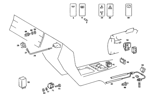 Switch and Light Guide for 1984 Mercedes-Benz 380SL #1