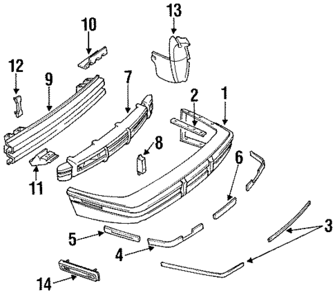 Bumper & Components - Rear for 1991 Buick Regal #1