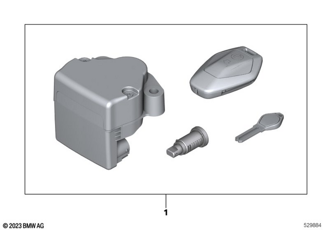 51255A8DE62 - Body Equipment: Kit Single-Key Locking Syst.Keyless Ride - Ece/row for BMW-Motorrad Image