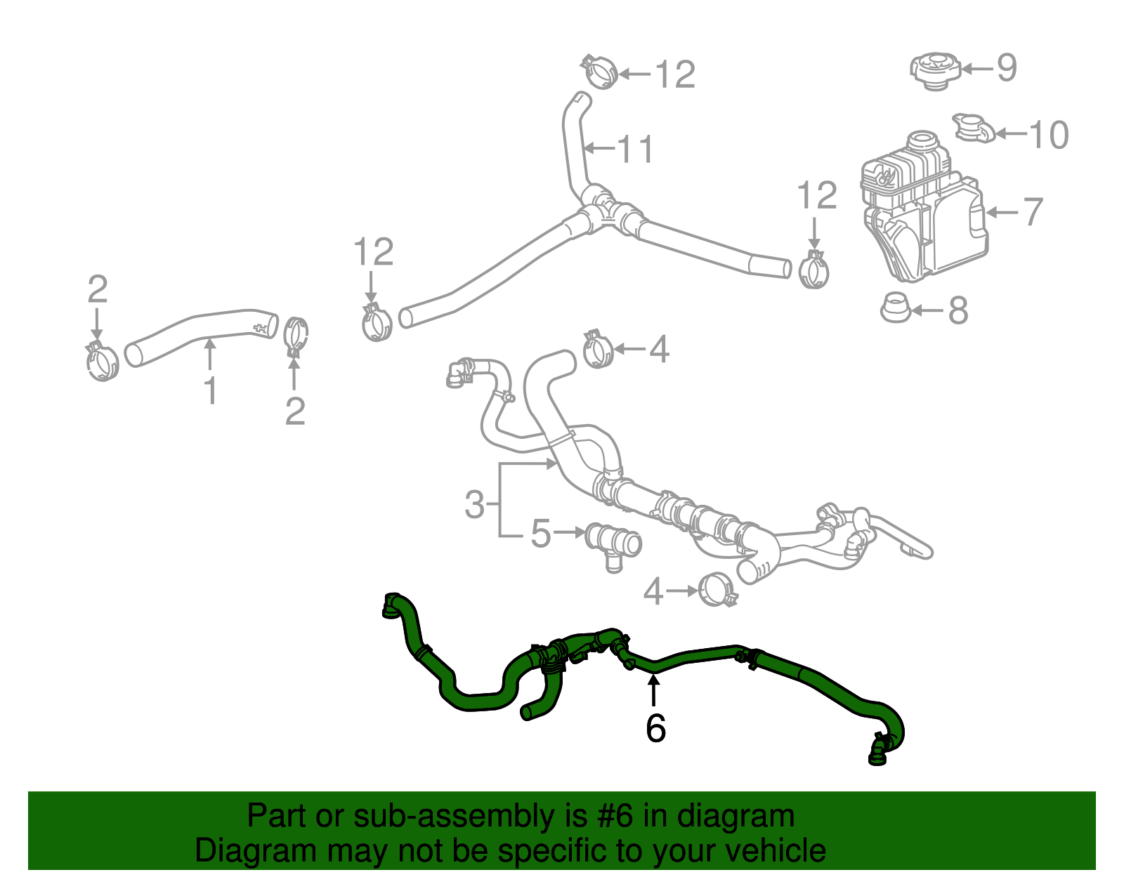 2016-2024 Chevrolet Camaro Auxiliary Radiator Inlet Hose 84567000 ...