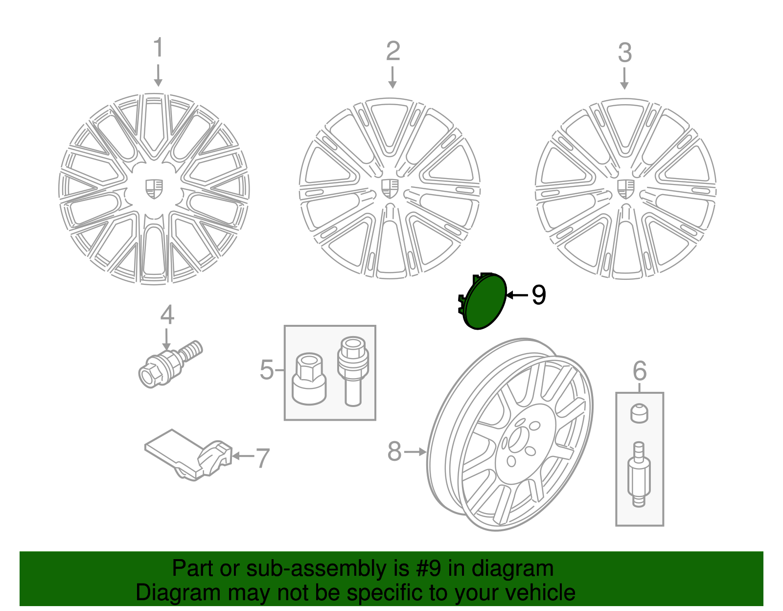 Genuine Porsche 9P1-601-147-8Z8 |Center Cap - Brilliant