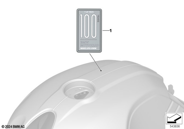 51147914998 - Body Equipment: Plaque 100 Years -  for BMW-Motorrad Image