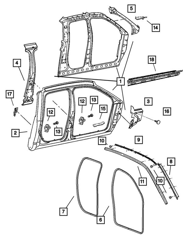 55275683AC - Body Sheet Metal Except Doors: Bodyside Seal Retainer, Left for Mopar Image image