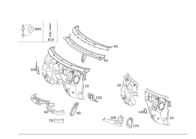 2116201808 - Cowl, Front Panel: Firewall for Mercedes-Benz: CLS500, CLS55 AMG, CLS550, CLS63 AMG, E320, E500, E55 AMG Image image