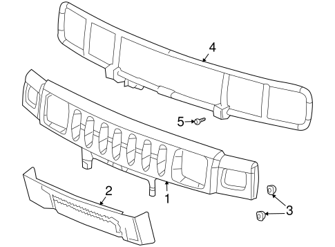 Front Grille For Hummer H2 - Painted Black Fiberglass Replacement With Easy Installation
