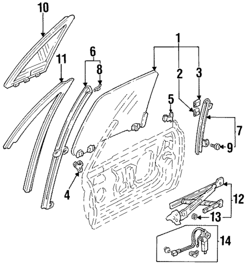 Glass - Door for 1995 Honda Civic del Sol #0