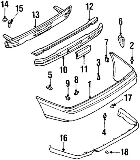Bumper & Components - Rear for 1995 Subaru Legacy #0
