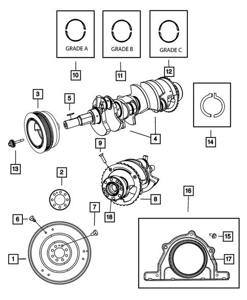 Crankshaft, Piston, Drive Plate, Flywheel, and Damper for 2009 Dodge Challenger #2