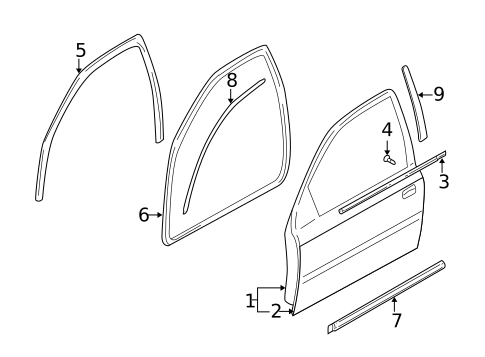 Exterior Trim - Front Door for 2004 Kia Rio #0