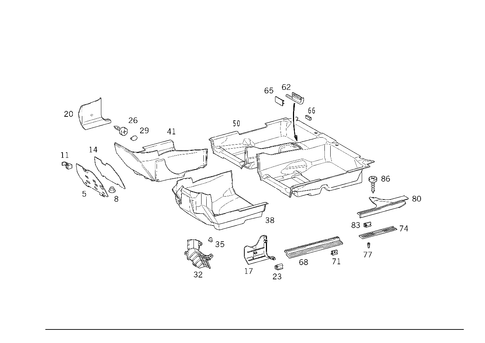 Front Panel Pillar Panelling, Lining on Floor and Footrest for 1998 Mercedes-Benz E430 #3