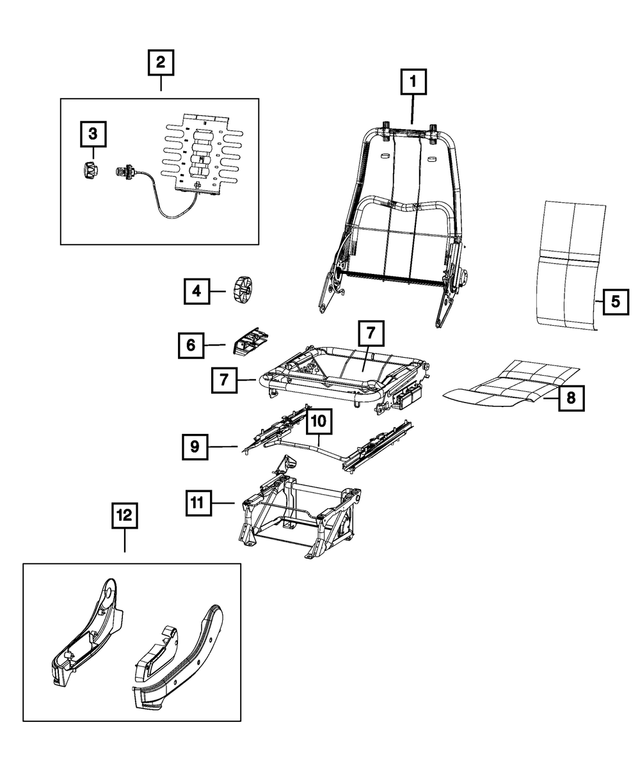 68236632AA - Interior Trim: Front Seat Back Frame for Ram: ProMaster 1500, ProMaster 2500, ProMaster 3500, ProMaster EV Image