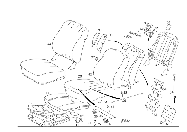 1249106322 - Front Seats: Cushion Frame for Mercedes-Benz Image image