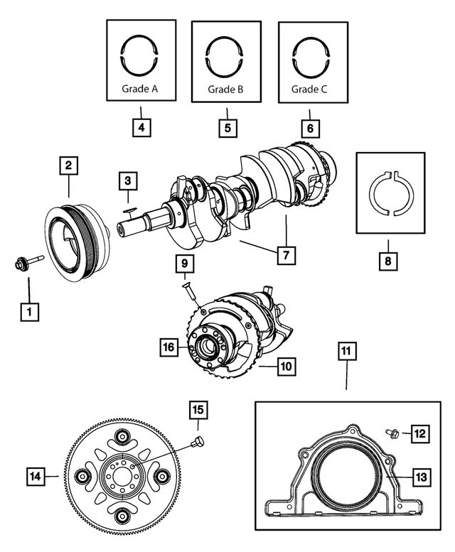 68102977AB - 5.7L Gas; Engine: Crankshaft Bearing Kit for Mopar Image