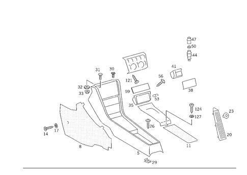 Housing with Tray, Ashtray, and Top Covering for 1989 Mercedes-Benz 300TE #3