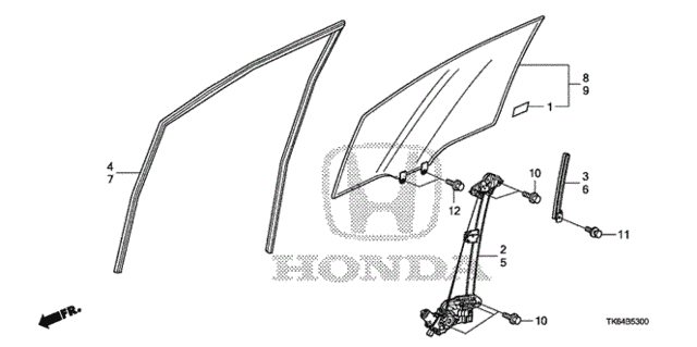 Front Door Glass  - Regulator for 2012 Honda Fit #0