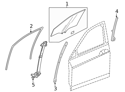 Glass - Front Door for 2015 Acura RLX #0