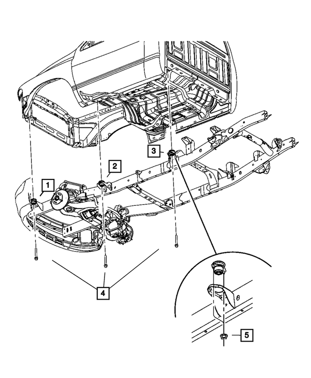 55366480AB - Frame, Bumper and Fascia: Body Hold Down Cushion for Mopar Image