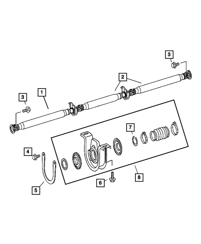 68056107AA - Propeller Shafts and U-Joints: Drive Shaft, Front for Mopar Image
