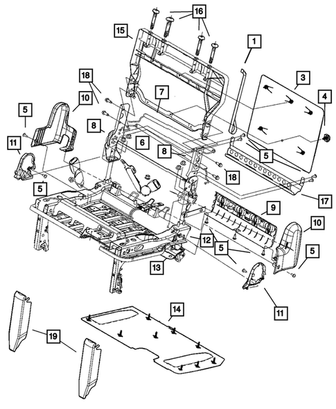 Rear Seats - Third Row - Adjusters, Recliners, Shields and Risers for 2008 Dodge Grand Caravan #0