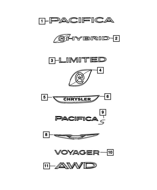 68464896AA - Exterior Ornamentation: Awd Nameplate for Mopar Image image