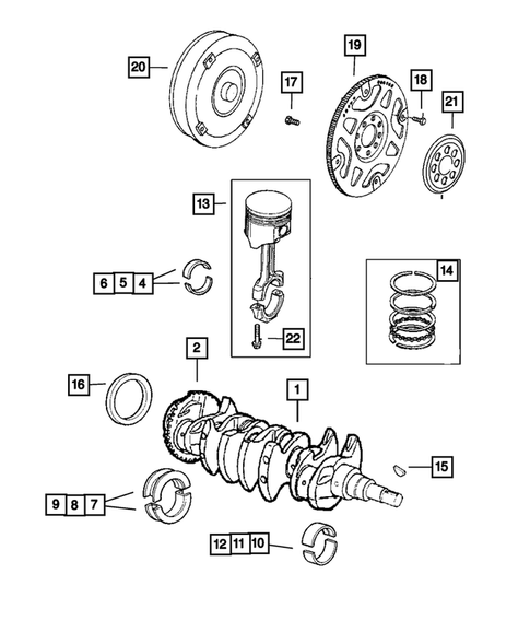 Crankshaft, Piston, and Drive Plate for 2003 Chrysler PT Cruiser #0