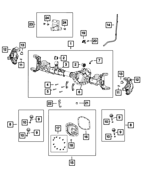 Front Axle: Housing, Differential and Vent for 2020 Jeep Wrangler #2