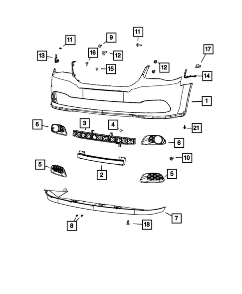 Front Bumper and Fascia for 2017 Dodge Grand Caravan #0