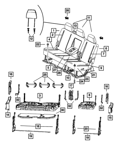 Rear Seats - Second Row for 2014 Ram 2500 #0