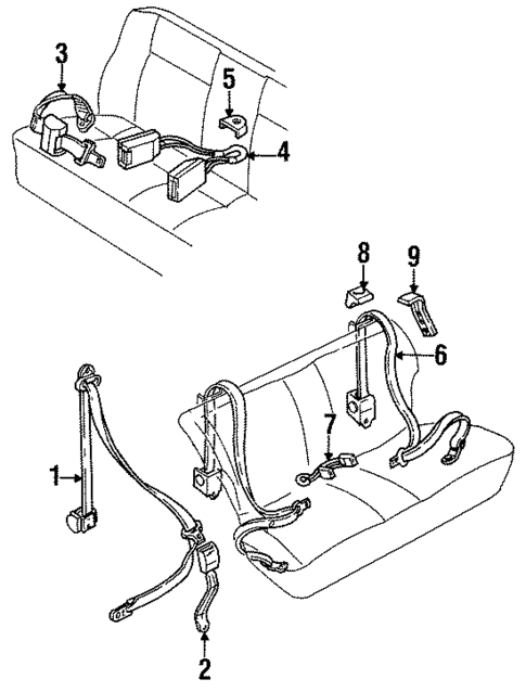 Rear Seat Belts for 1992 Volkswagen Cabriolet #0