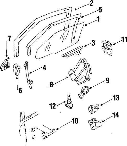 Glass - Front Door for 1988 Oldsmobile 98 #0