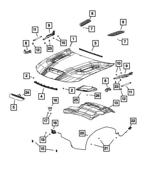 Hood and Hood Release for 2021 Dodge Charger #0