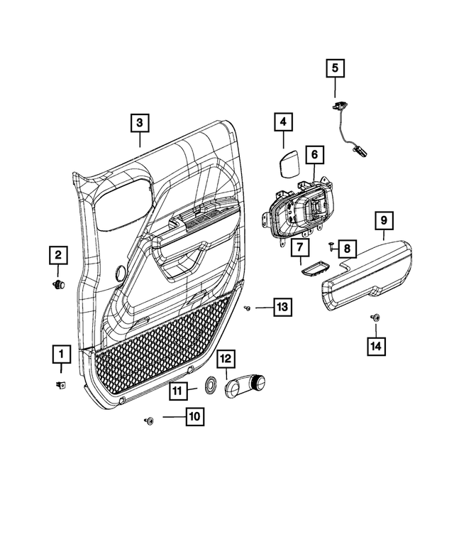 7SA90TX7AB - Interior Trim: Front Door Trim Panel Assembly, Right for Mopar Image image