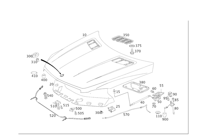 166682032664 - Detachable Parts: Dampening, Hood for Mercedes-Benz: GL350, GL450, GL550, GL63 AMG, GLE300d, GLE350, GLE400, GLE43 AMG, GLE450 AMG, GLE550e, GLE63 AMG, GLE63 AMG S, GLS350d, GLS450, GLS550, GLS63 AMG, ML250, ML350, ML400, ML550, ML63 AMG Image image