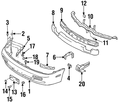 Bumper & Components - Front for 1996 Nissan 240SX #0