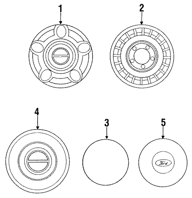 E7TZ1130E - Suspension: Wheel Cover for Ford: Bronco, Bronco II, E-150 Econoline, E-150 Econoline Club Wagon, Explorer, F-150, F-250, F-350, F-Super Duty, Ranger Image
