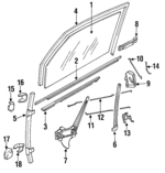 20157332 - Body: Door Glass for Buick: Skyhawk | Chevrolet: Cavalier | Oldsmobile: Firenza | Pontiac: J2000 Sunbird, Sunbird Image