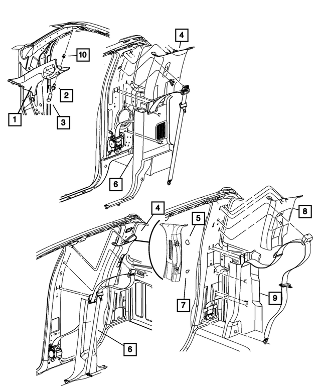 5JZ25BD1AB - Interior Trim: B Pillar Upper Trim Panel, Left for Mopar Image image