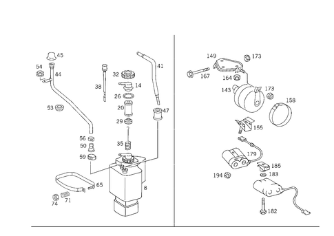 Oil Tank & Valves of Hydraulic System for 1985 Mercedes-Benz 500SEL #0