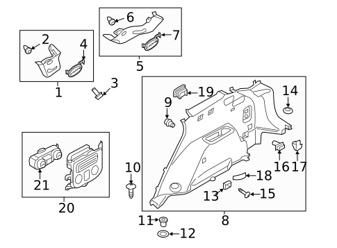 Interior Trim - Quarter Panels for 2017 Hyundai Santa Fe #0
