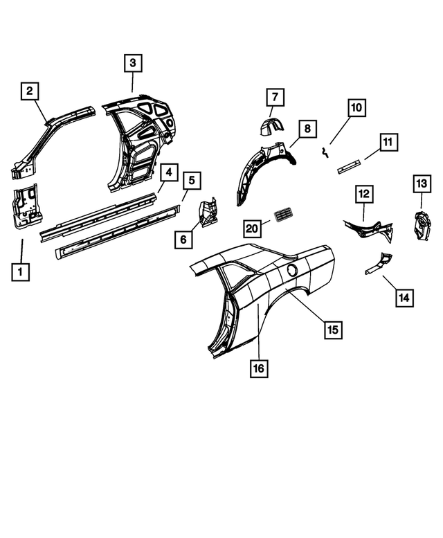 « 5112896AD – Body Sheet Metal Except Doors : Seuil Renfort, Côté Droit pour Mopar Image »