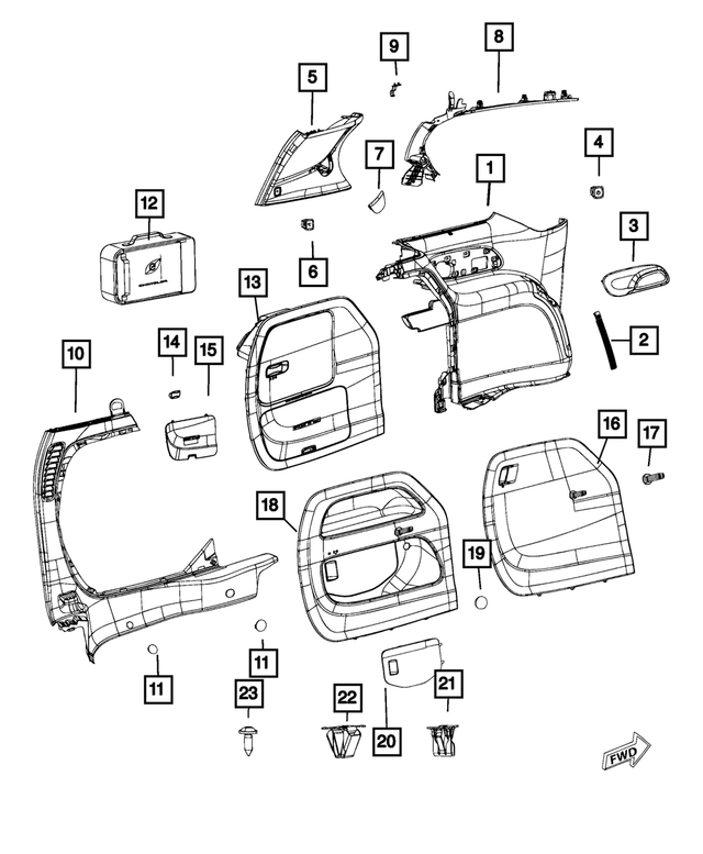 5VM641D2AH - Interior Trim: Quarter Trim Panel, Left for Mopar Image image