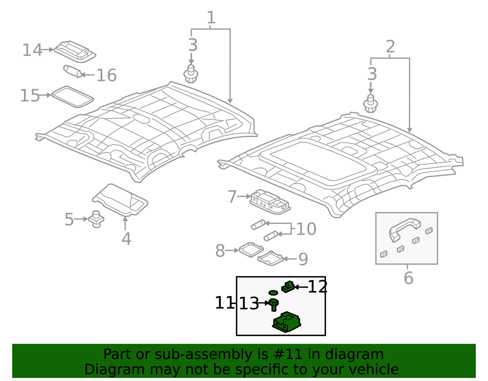 96-00 Honda Civic EK Dash Sunroof Switch - Light Gray OEM 35830-S04-003ZB